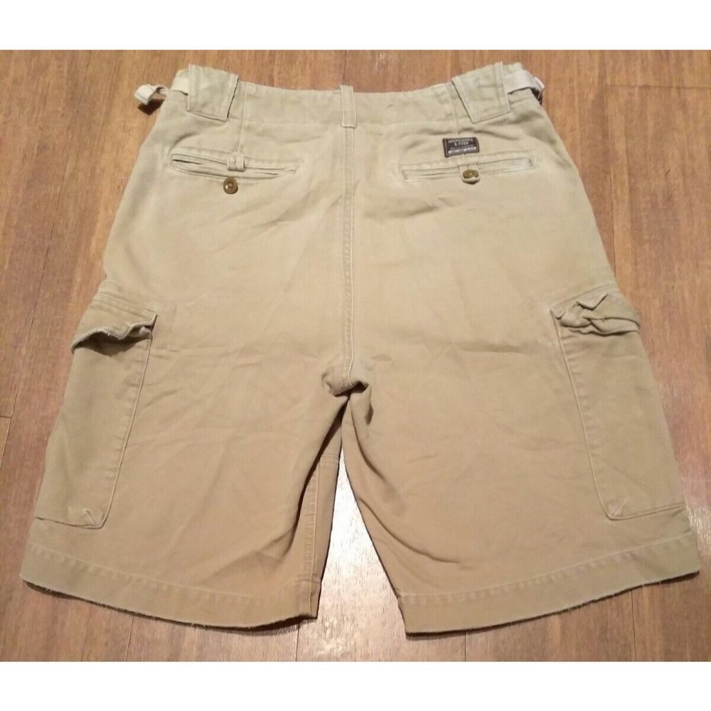 Abercrombie & Fitch Mens Cargo Shorts sz 30 Khaki Brown Textured with Button Fly